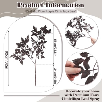 Lyrow Artificial Cimicifuga Plant Leaf Spray Fall Decor
