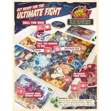 IELLO: King of Tokyo: Duel - Two-Player Board Game, Fun & Tactical Giant Monster Clash Dice Game, Cl...