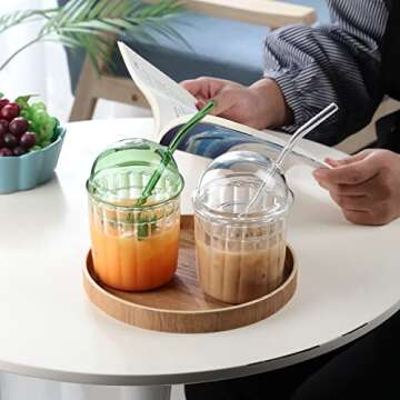 Stylish Plcnn Reusable Drinking Glasses with Lid and Straw