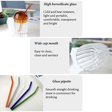 Stylish Plcnn Reusable Drinking Glasses with Lid and Straw