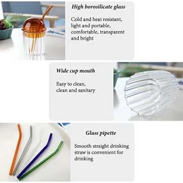 Stylish Plcnn Reusable Drinking Glasses with Lid and Straw