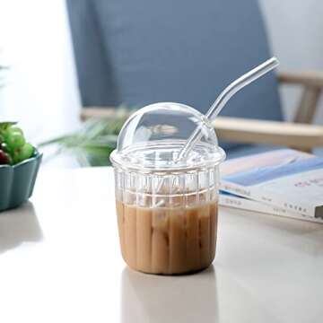 Stylish Plcnn Reusable Drinking Glasses with Lid and Straw
