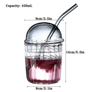 Stylish Plcnn Reusable Drinking Glasses with Lid and Straw