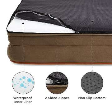 Bedsure Orthopedic Dog Bed for Extra Large Dogs - XL Washable Dog Sofa Beds Large, Supportive Foam Pet Couch Bed with Removable Washable Cover, Waterproof Lining and Nonskid Bottom, Brown