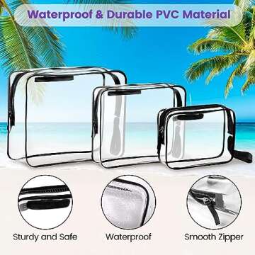 OUTXE 3 Pack Clear Insert Bag for Bogg Bag Accessories, Zipper Insert Pouch for Bogg Bag, Waterproof Clear Inner Bags Compatible with Bogg Bag, Clear Divider Organizer Inserts Bag for Beach Tote Bag