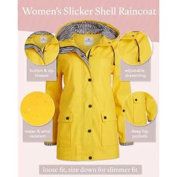 URBAN REPUBLIC Lightweight Women's Rain Jacket - Stylish & Practical