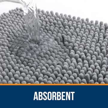 OLANLY Bathroom Rugs 24x16, Extra Soft Absorbent Chenille Bath Rugs, Rubber Backing Quick Dry, Machine Washable Bath Mats for Bathroom Floor, Tub and Shower, Home Decor Accessories, Grey