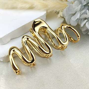 HOXIEYA Hair Claw Clips, Snake Design Metal Hair Clip, Gold, for Women Girls, Fashionable Hair Acces...