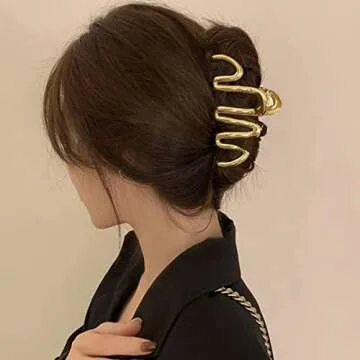 Stylish HOXIEYA Snake Hair Claw Clip in Gold for Women