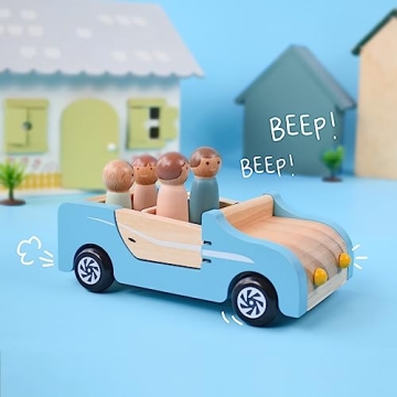 PairPear Family Car for Dolls - Imaginative Wooden Toy
