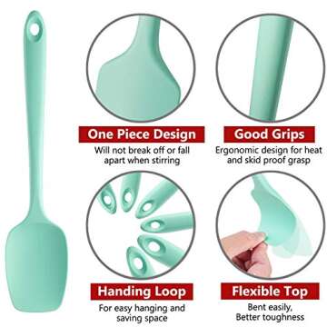 REEVOO Silicone Spatula, 480ºF Heat Resistant Silicone Spatula Set, BPA-Free, Professional for Nons...