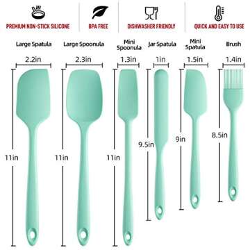 REEVOO Silicone Spatula, 480ºF Heat Resistant Silicone Spatula Set, BPA-Free, Professional for Nonstick Cookware, Special for Cooking, Baking, Mixing (Aqua Sky)