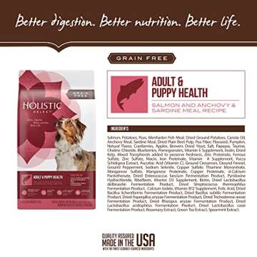 Holistic Select Natural Grain Free Dry Dog Food, Adult & Puppy Salmon, Anchovy & Sardine Recipe, 24-Pound Bag