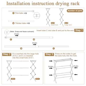 STARLATTA 3-Tier Foldable Drying Rack | Indoor & Outdoor Use | Antirust Laundry Rack