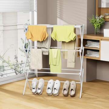 STARLATTA 3-Tier Drying Rack - Foldable & Antirust