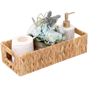 Natural Water Hyacinth Toilet Tank Basket - Stylish Bathroom Organizer