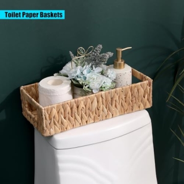 Natural Water Hyacinth Toilet Tank Basket for Eco-Friendly Storage