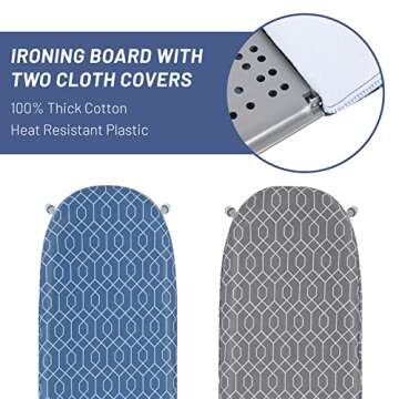 APEXCHASER Ironing Board Small with Iron Holder, Tabletop Small Ironing Board with 2 Heat Resistant ...