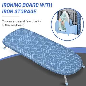 APEXCHASER Ironing Board Small with Iron Holder, Tabletop Small Ironing Board with 2 Heat Resistant Ironing Covers, Portable Tabletop Ironing Board with Non-Slip Feet for Home Travel Use