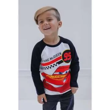 Disney Pixar Cars Lightning McQueen Tow Mater Toddler Boys Long Sleeve T-Shirts 2 Pack