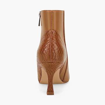 Womens Kitten Heel Booties Pointed Square Toe Low Stiletto Heeled Color Block Zipper Dress Fall Ankle Boots Shoes 5.5