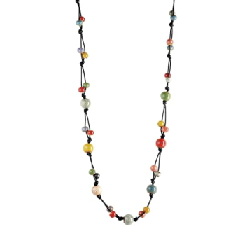 Stylish MINACHI Hippie Boho Colorful Ceramic Bead Long Necklace, Perfect for Summer