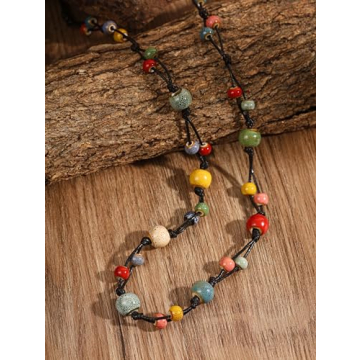 Bohemian Ceramic Bead Long Necklace for Women