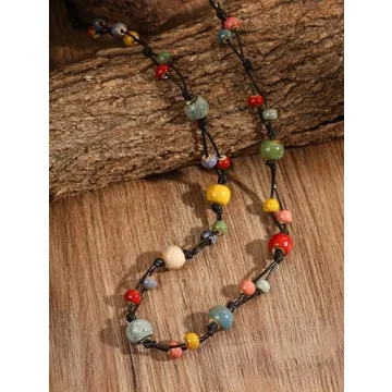 Bohemian Ceramic Bead Long Necklace for Women