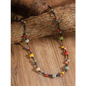 Bohemian Ceramic Bead Long Necklace for Women