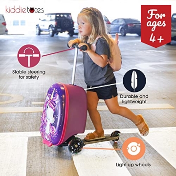 Kids Ride On Luggage Scooter Suitcase with LED Wheels