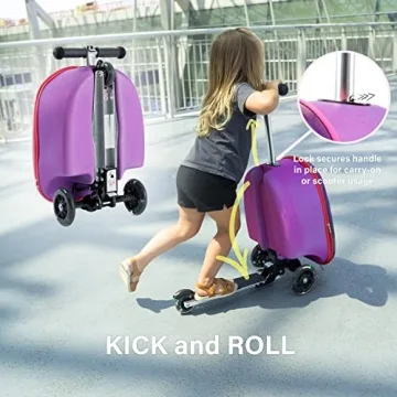 Kids Ride On Luggage Scooter Suitcase with LED Wheels
