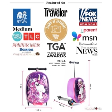 Kids Ride On Luggage Scooter Suitcase with LED Wheels