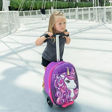 Kids Ride On Luggage Scooter Suitcase with LED Wheels