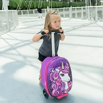 Kids Ride On Luggage Scooter Suitcase with LED Wheels