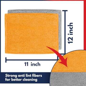 USANOOKS Microfiber Cleaning Cloth - 8 Pcs 12"x11" - High Performance - 1200 Washes, Ultra Absorbent...