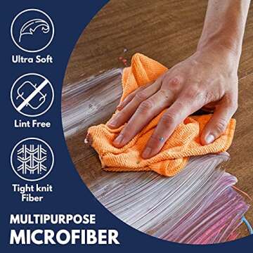 USANOOKS Microfiber Cleaning Cloth - 8 Pcs 12"x11" - High Performance - 1200 Washes, Ultra Absorbent Towels Weave Grime & Liquid for Streak-Free Mirror (Pack of 8)