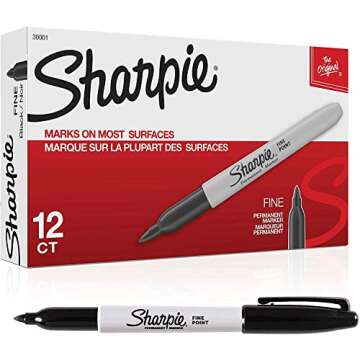 SHARPIE Markers SAN-30001 Fine Point Permanent, Black; 12/Pk