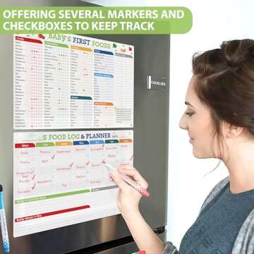 POCAZONE Set of 2 Baby First Foods Tracker Fridge Magnet - Baby Food Log