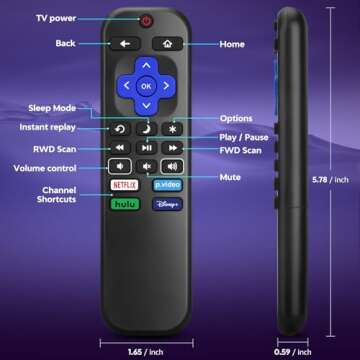 Roku-TV Remote Replacement for All Built-In Roku TVs