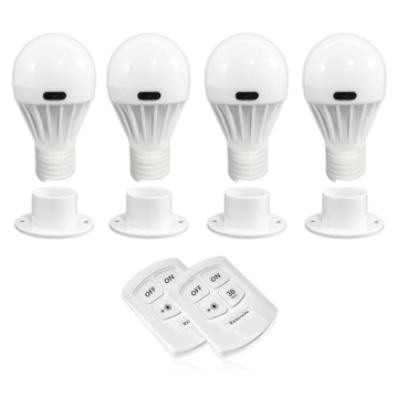 AlltroLite 4 Pack Portable Wireless COB LED Light Bulbs - Battery Operated Night Lights for Home, Cl...