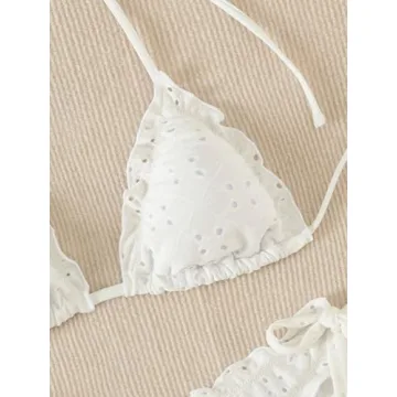 Stylish Verdusa Frill Trim Halter Bikini Set for Women