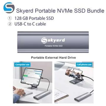 HP 15.6"" FHD Screen Laptop,Intel Core i5-1135G7 Processor, 16GB RAM, 1TB SSD, HDMI, HD Webcam, Wi-Fi 6, Bluetooth, HDMI, Type-C,Skyerd 128GB NVMe Portable SSD, Windows 11 Home, Silver, dy2795