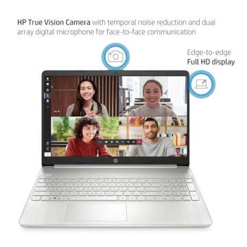 HP 15.6"" FHD Screen Laptop,Intel Core i5-1135G7 Processor, 16GB RAM, 1TB SSD, HDMI, HD Webcam, Wi-Fi 6, Bluetooth, HDMI, Type-C,Skyerd 128GB NVMe Portable SSD, Windows 11 Home, Silver, dy2795