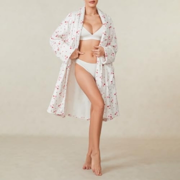 Cozy Cherry Print Kimono Robe for Women - IMISSILLEB