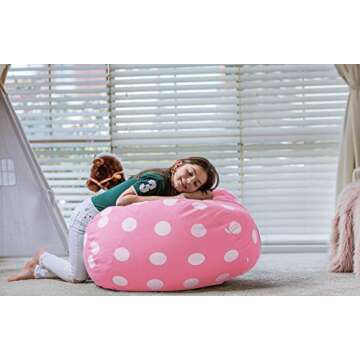 Wekapo Stuffed Animal Storage Bean Bag Chair Cover for Kids | Stuffable Zipper Beanbag for Organizin...