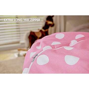 Wekapo Stuffed Animal Storage Bean Bag Chair Cover for Kids | Stuffable Zipper Beanbag for Organizing Children Plush Toys Large Premium Cotton Canvas (Pink Dot, X-Large)