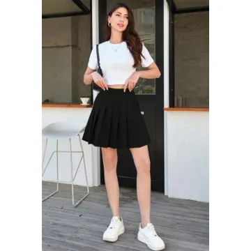 SANGTREE Junior Teen Girls Womens High Waist School Uniform Cosplay Costume Pleated Short Skirt, Black US L