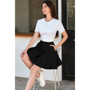 SANGTREE Junior Teen Girls Womens High Waist School Uniform Cosplay Costume Pleated Short Skirt, Black US L