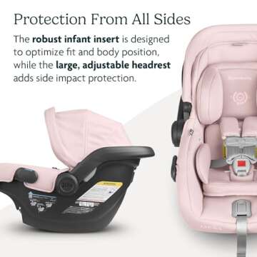 UPPAbaby Mesa V2 Infant Car Seat/Easy Installation/Innovative SmartSecure Technology/Base + Robust Infant Insert Included/Direct Stroller Attachment/Alice (Dusty Pink)