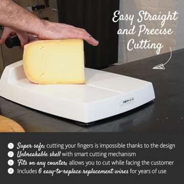 Cheese Slicer With Adjustable Thickness - Wire Cheese Slicer For Mozzarella Cheese, Cheddar Cheese, Gouda Cheese - Cheese Slicers For Block Cheese Heavy Duty Wires